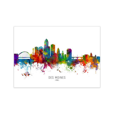 Des Moines Iowa Skyline by Michael Tompsett - Print
