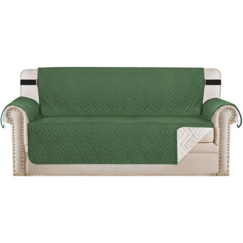 Housse pour canapé à coussins en T, Tissu bleu sarcelle / beige, H 3,5 po x l 15 po x P 3,51 po