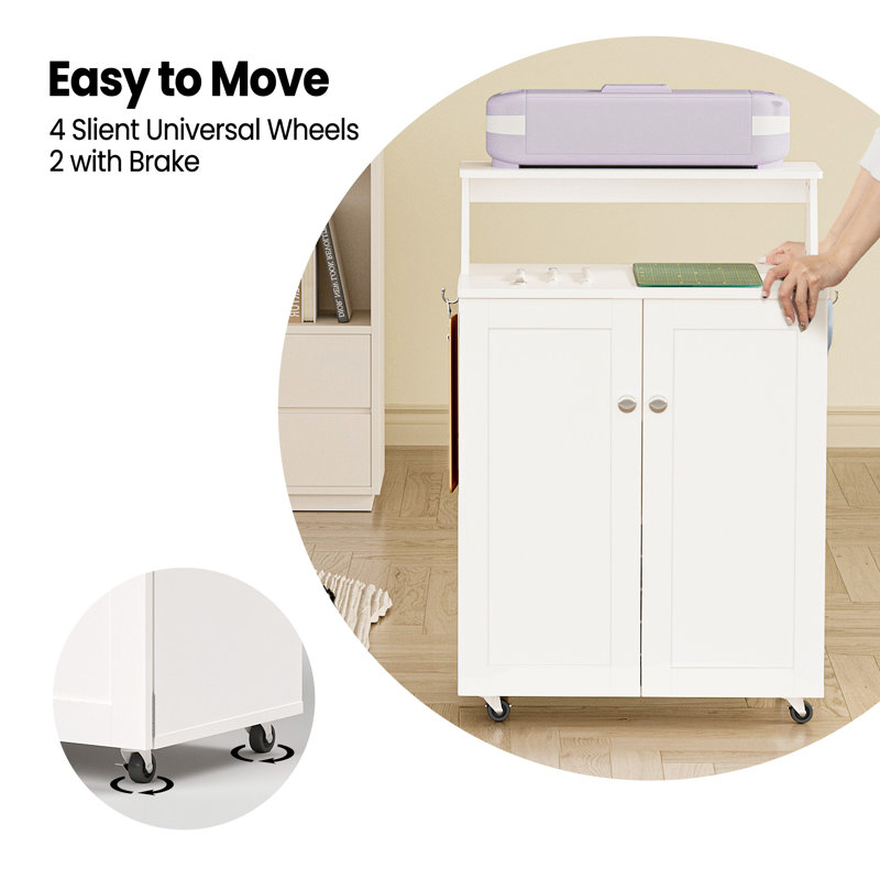 24.4'' x 14.8'' Crafting Storage Cabinet with Wheels