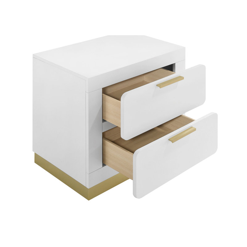 Sophia White 2-Drawer Nightstand, White
