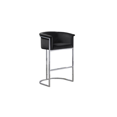 Maheer 24" Counter Stool in Velvet Upholstery and Chrome Base (Single Chair)