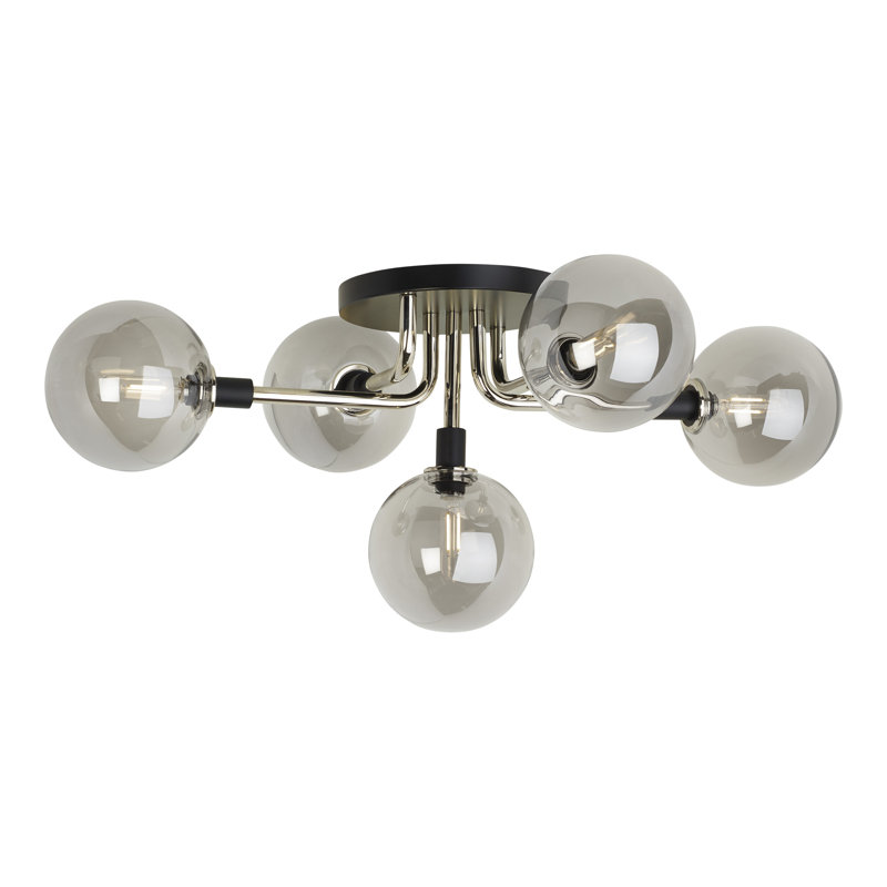 Viaggio 5 - Light Semi Flush Mount, Clear, Satin Nickel, Yes