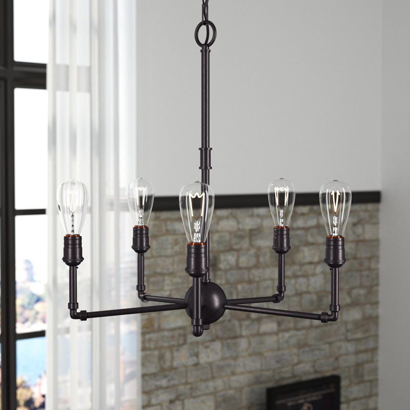 Lustree 5 lumières façon bougie/classique Kohlmeier, Bronze antique