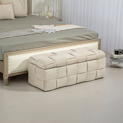 Banc de rangement en velours Pransh