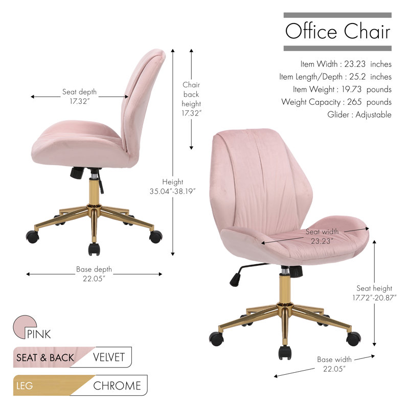 Velvet Task Chair, Pink