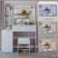 Meuble-lavabo de 41 po avec tabouret de chevet de grande taille et tabouret rembourré de 41 po, très grand miroir à DEL à commande tactile, interrupteur à 3 couleurs, commode à plusieurs étages avec rangement haute capacité, convient aux grands espaces-1978999765