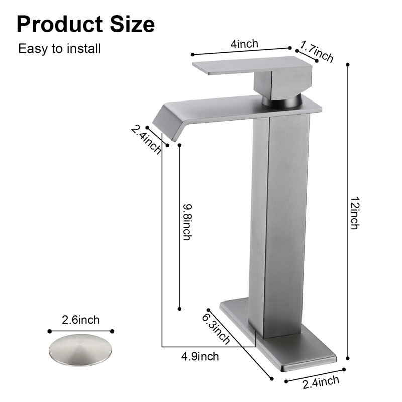 Single-handle Bathroom Faucet with Drain Assembly, Brushed Nickel