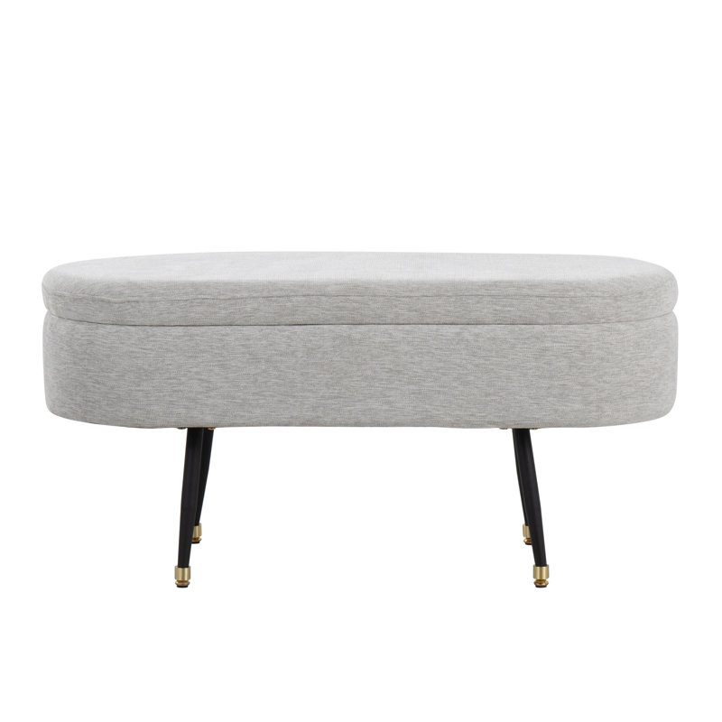 Banc de rangement contemporain en métal noir et gris clair avec détails en métal doré Harvey