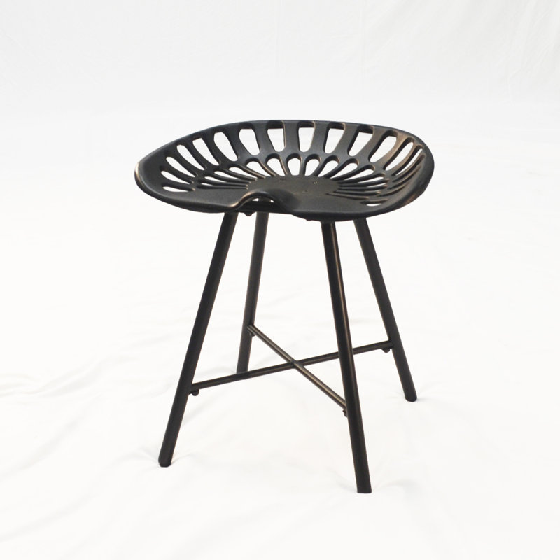 Chaise sans dossier en métal 18 po, Noir
