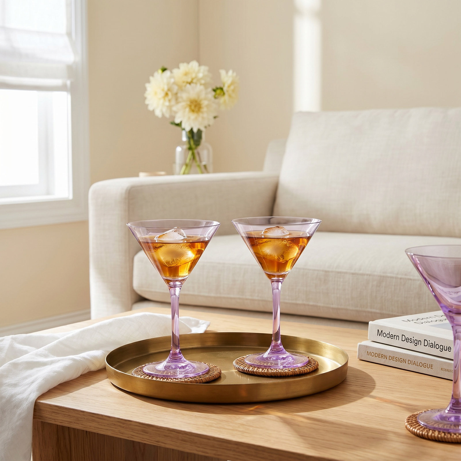 Veneto Crystal Martini Glass, Amethyst