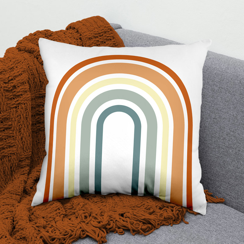 Throw Pillow, White/Orange/Gray
