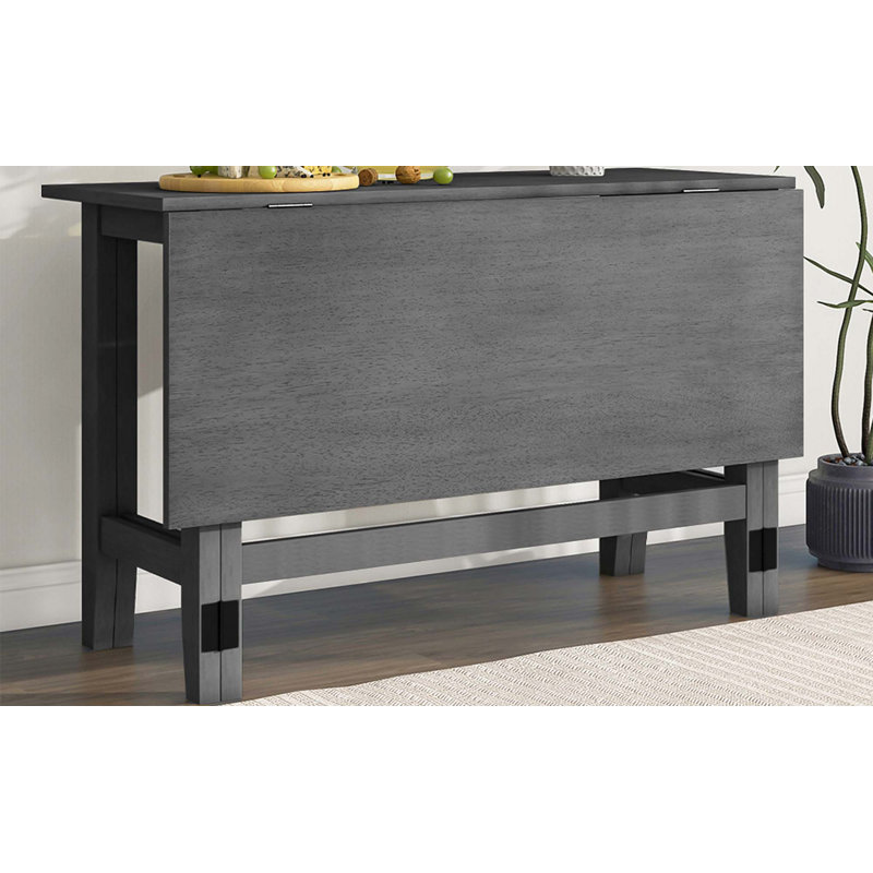 Table de salle à manger extensible de style campagnard avec abattant pour petits espaces, Gray