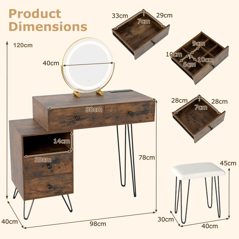 Dressing Table, Brown