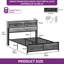 Kingsize Bed Frame with LED Headboard, Metal Platform Bed Frame with USB Ports&Charging Outlets, 2 Tiers Storage Shelves-18447317-26207849