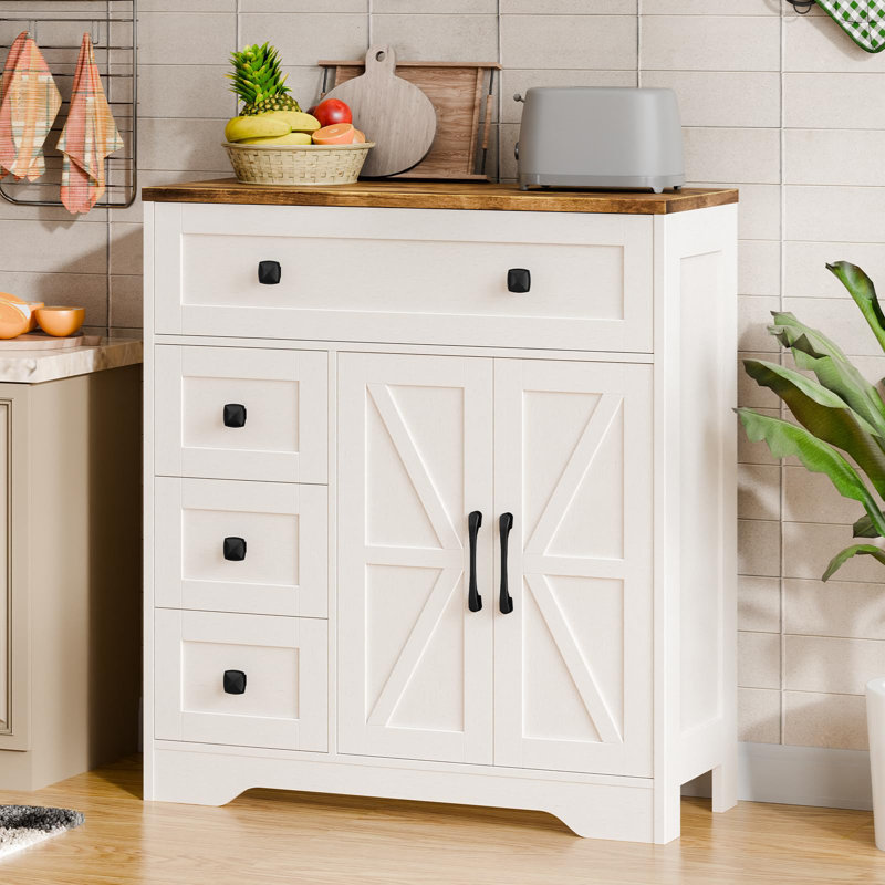 4 - Drawer 2 - Door Accent Cabinet, Brown/White