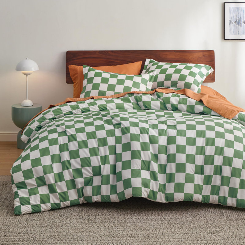 Bedsure Checkered Comforter Set, Queen Comforter + 2 Standard Shams