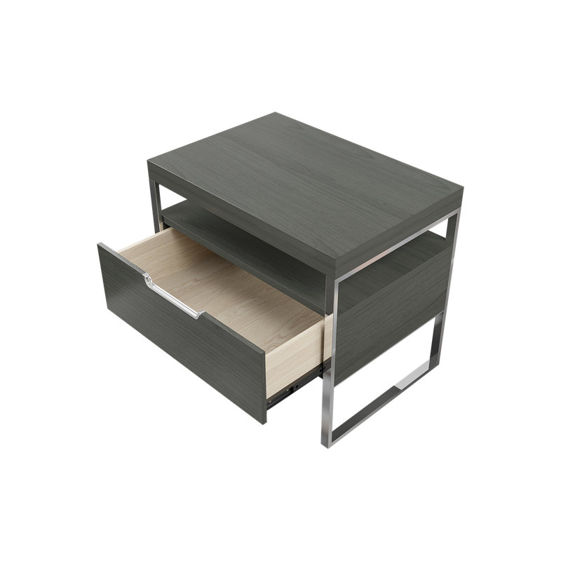 Sapan 26'' W Metal Nightstand, Classic Gray/Chrome