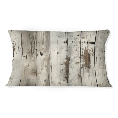 Design Art Wood & Shiplap Polyester Throw Pillow In Gray