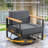 Timberloft 2-Person Outdoor Patio Seating Group With 10" Thick Cushion Swivel Glider Chairs And Ottomans-118782737-118782736