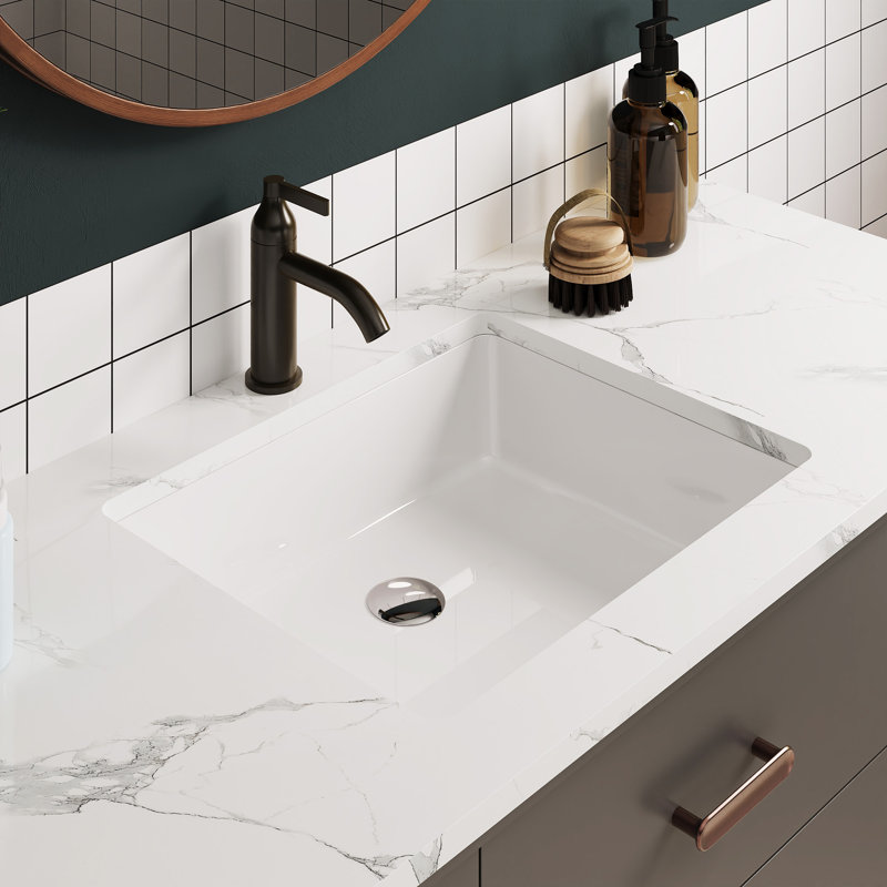 DeerValley Ursa 20" X 15.6" Rectangular Vitreous China Undermount Bathroom Sink with Overflow, White