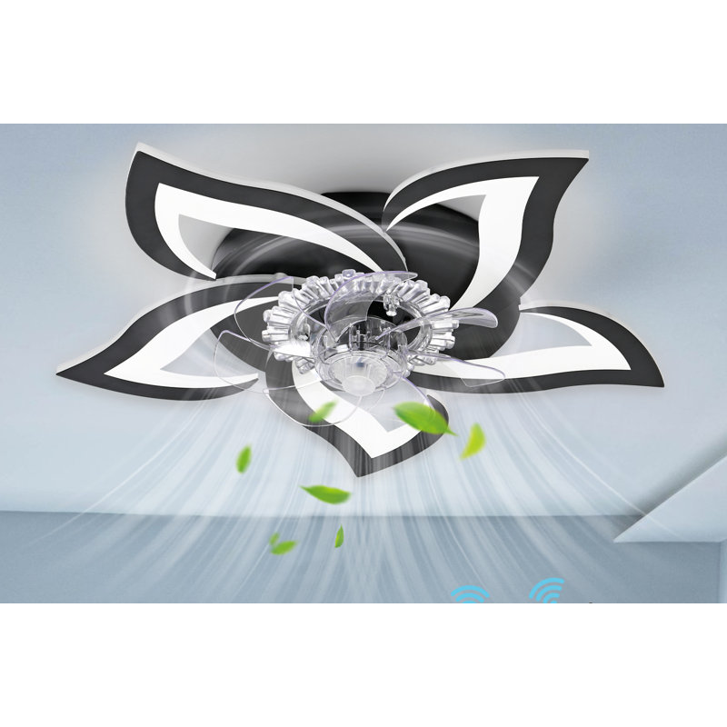 Modern Flush Mount Ceiling Fan With 25.2" Dimmable Led Light Kit, Rc, Reversible Blades, 6 Speeds - Swallow Tail