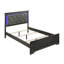 Lit simple simple avec tête de lit tapissier et rembourrage confortable à DEL réglable gris métallique-1551886593