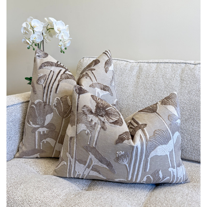 Housse de coussin en velours floral, Champignon, 14 x 20 po