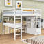 Lit mezzanine en bois 6 tiroirs avec bureau, tablettes et garde-corps