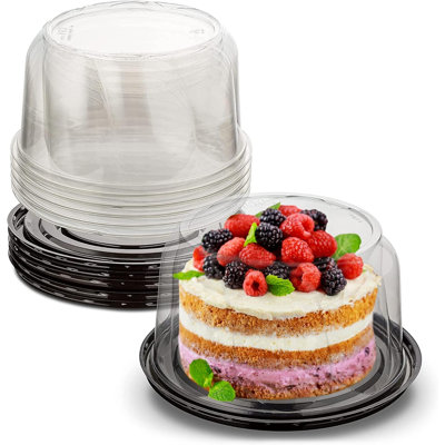 PET Plastic Round Cake Containers 6" - Plastic Bakery Boxes 5pc