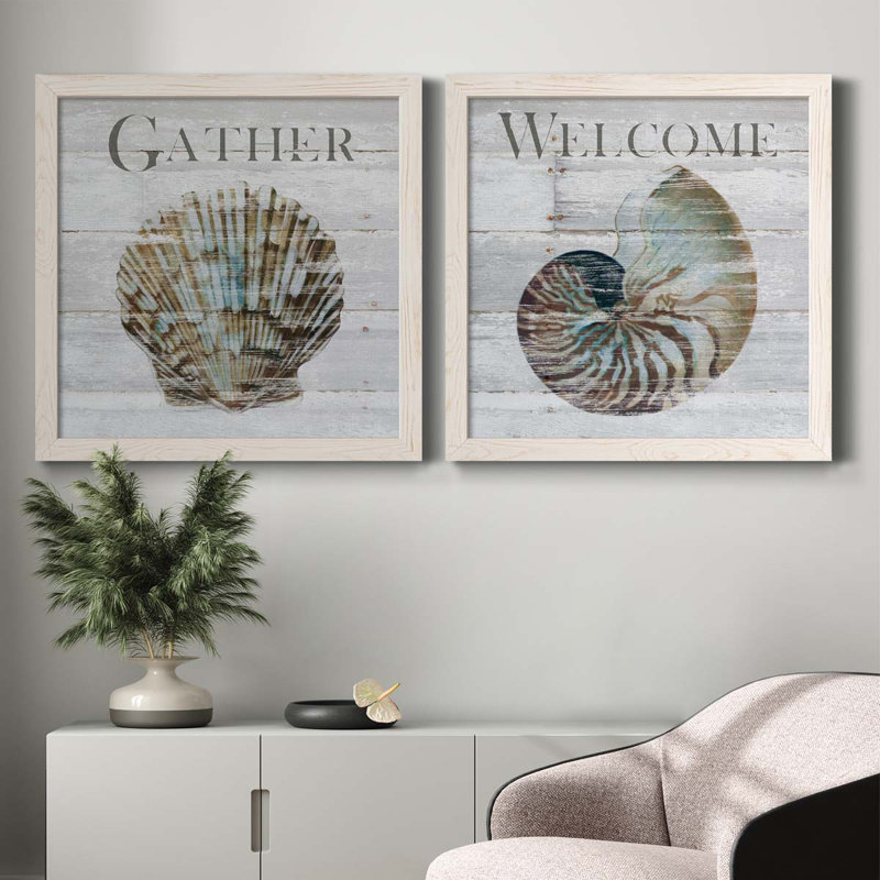 «Shell Gather», ensemble de 2 impressions sur toile, H 31,5 po x l 63 po x P 1,5 po, Toile blanche encadrée