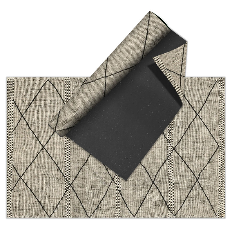 Adynn Geometric Vinyl Machine Printed Indoor / Outdoor Area Rug, Rectangle 140 x 200cm