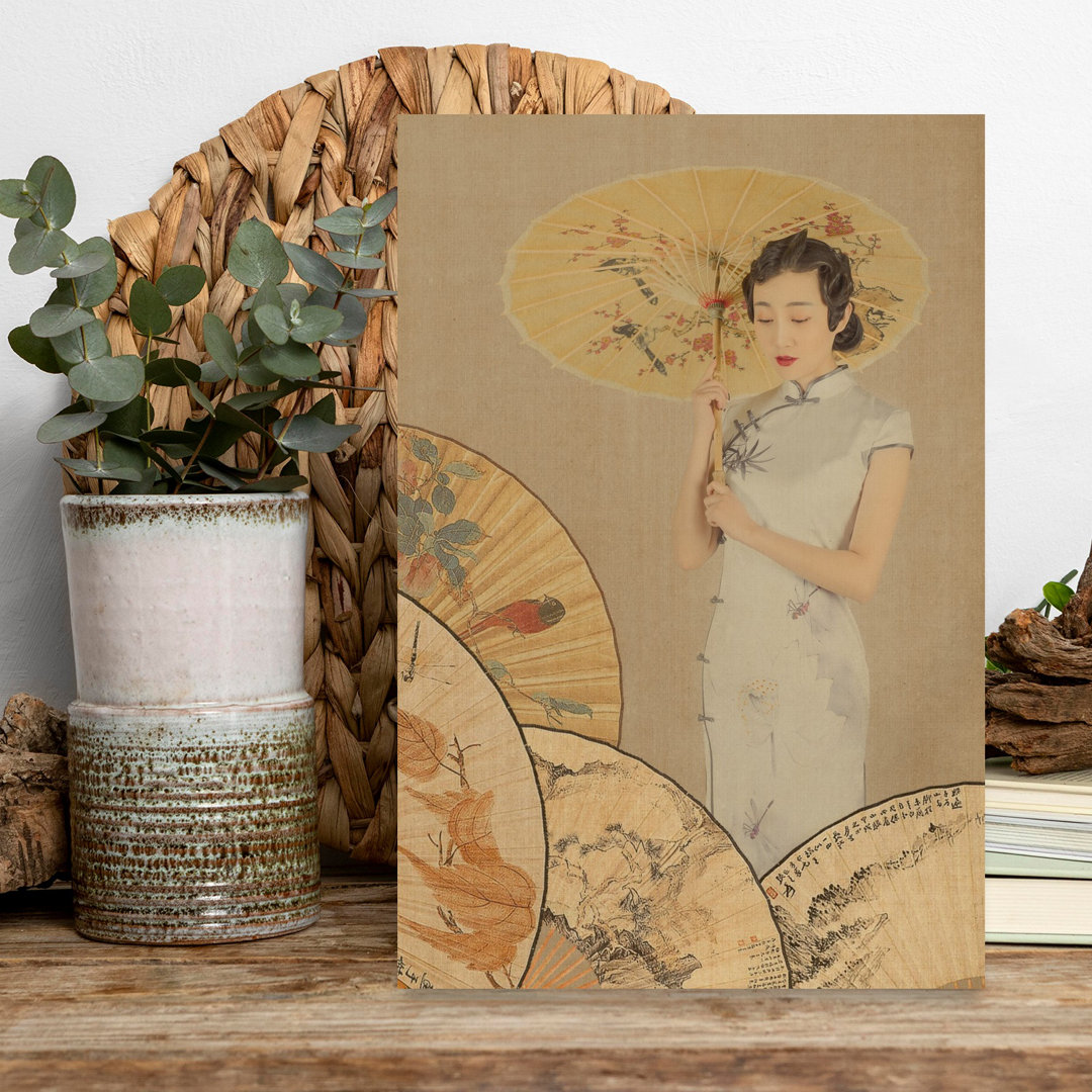 Serene Cheongsam Portrait Classic Delicate Elegant Portrait Wall Art Print