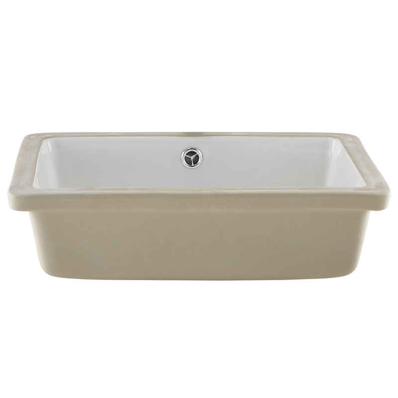 Undermount Bathroom Sink, 18.5 x 13.19 Inch Rectangular White Ceramic Vessel Sink with Overflow Hole, Under Counter Drop in Modern Lavatory Vanity Bath Wash Bowl Basin, Rectangle Small Space