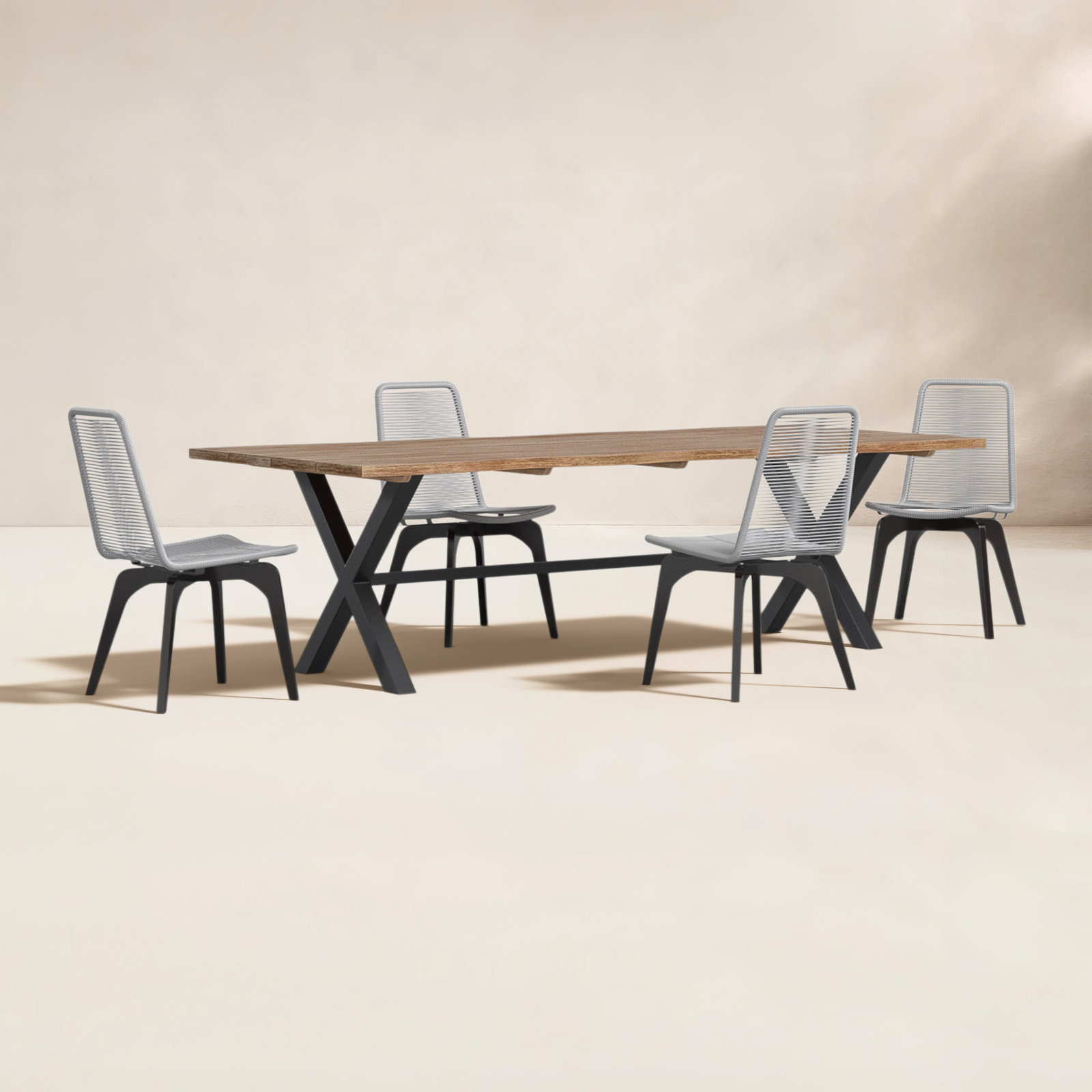 Naples 94.5'' Rectangular Outdoor Dining Set, 4
