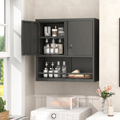 Armoire de rangement en métal avec 2 portes réglables pour garde-manger en métal