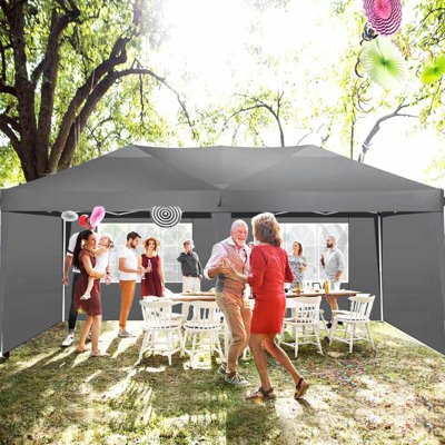 Pop Up Gazebo 3x6m with 4 Removable Sides, Waterproof & UPF50+ Protection Marquee with Carry Bag Upgrade Structure