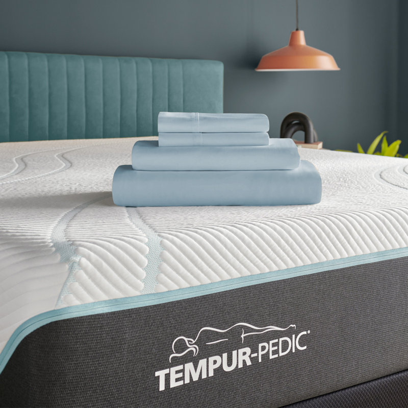 Tempur-Classic Cotton Sheet Set, Split King Sheet Set/2 Fitted Sheets/2 King Pillow, Sleepy Blue
