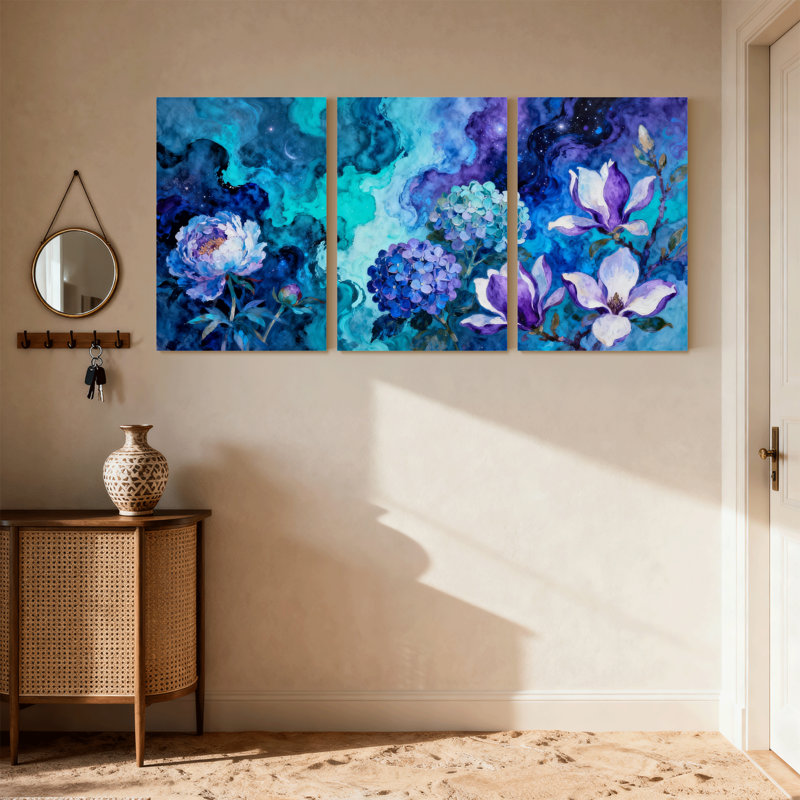 Plantes et fleurs, ensemble de 3 impressions sur toile, H 30 po x l 60 po
