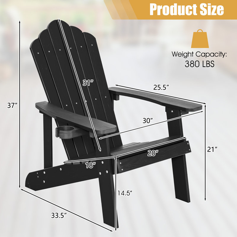Falmer Outdoor Adirondack Chair, Black