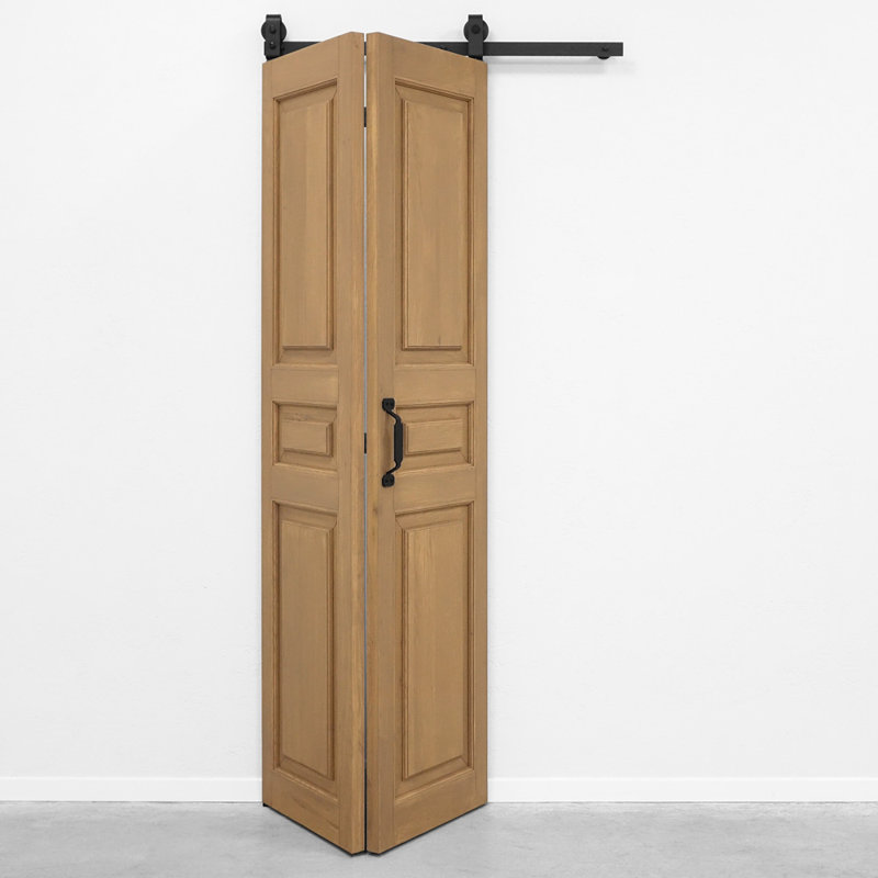 Single Bi-Folding System Solid Oak Barn Door UMBRIA, Cashmere