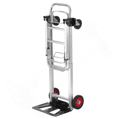 Aluminum Folding Hand Truck, 2 in 1 Design 400 lbs Capacity, Heavy Duty Industrial Collapsible cart, Dolly Cart with Rubber Wheels for Transport and Moving in Warehouse, Supermarket, Garden