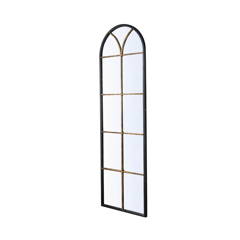 23.5X74.5 Inches Black And Gold Arched Floor Mirror, Enhances Room Ambiance, Reflects Clearly Mirror In Gold, 23.5X74.5", Design, Clear Reflection, Ideal For Living Areas