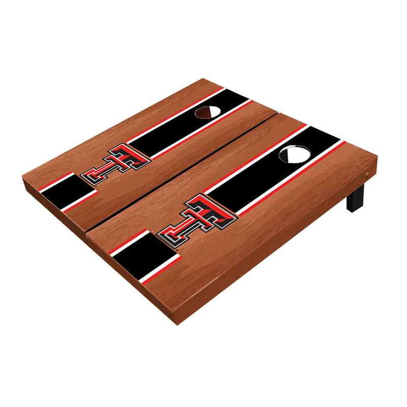 Planches de cornhole à rayures 2 'x 3' NCAA, Bois de rose noir assorti, Texas Tech Red Raiders