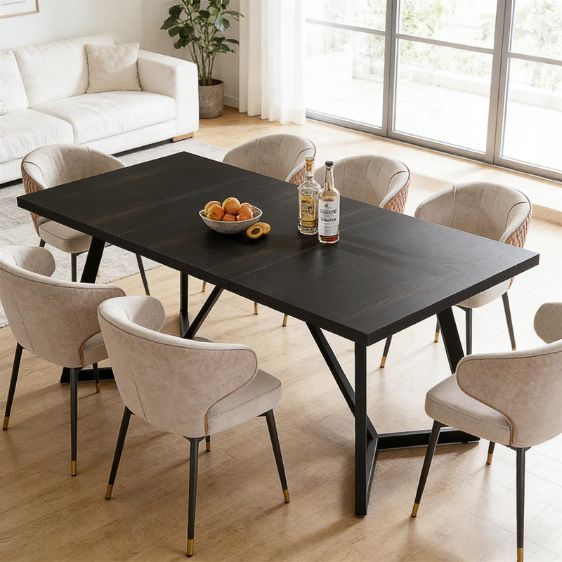Table de salle à manger rectangulaire contemporaine avec un design spacieux et une fabrication robuste pour les intérieurs modernes