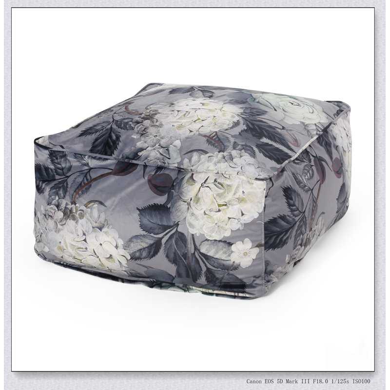 Grand pouf carré Hazel, imprimé floral, repose-pieds polyvalent et coussin de sol pour plus de confort et de style