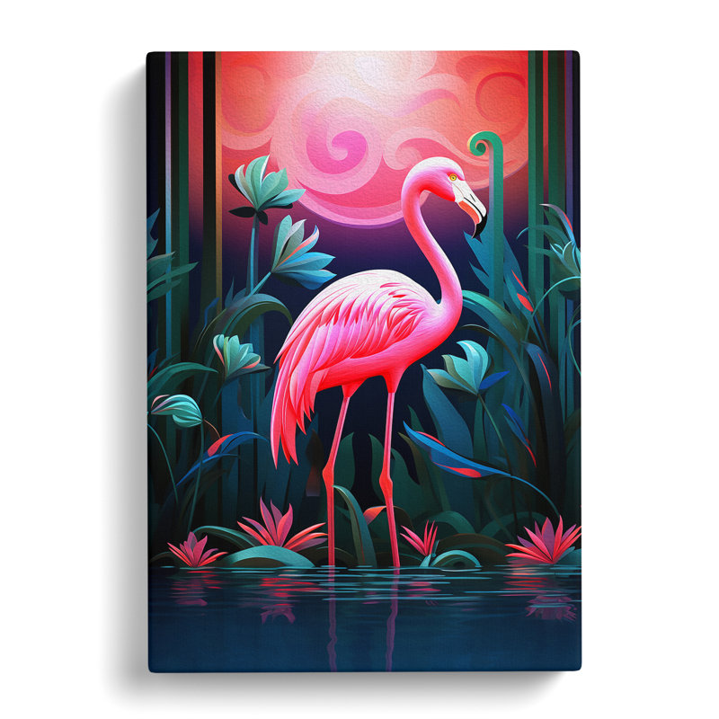 Flamingo Deco No.2 - Wrapped Canvas, 60cm H x 40cm W x 3cm D