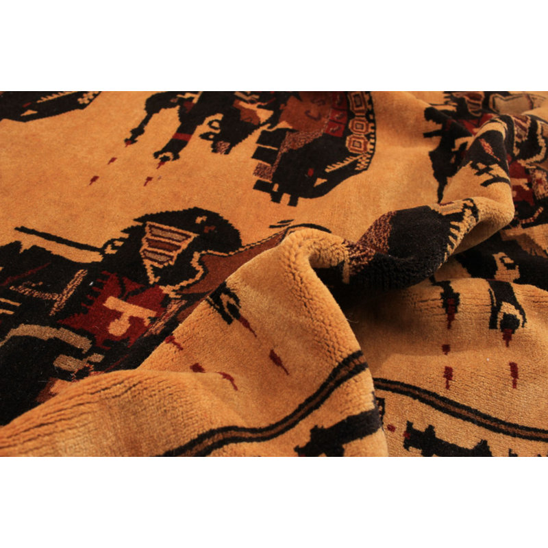 Tapis de bois one-of-kind-noué la 2010 ushak jaune/brun 6 pi 8 po x 9 pi en laine de 4 po Holbeach