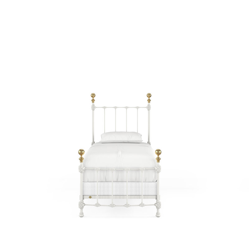 151 Palatial Bed | Complete Standard, Twin, Gloss Off-White/Antique Gold