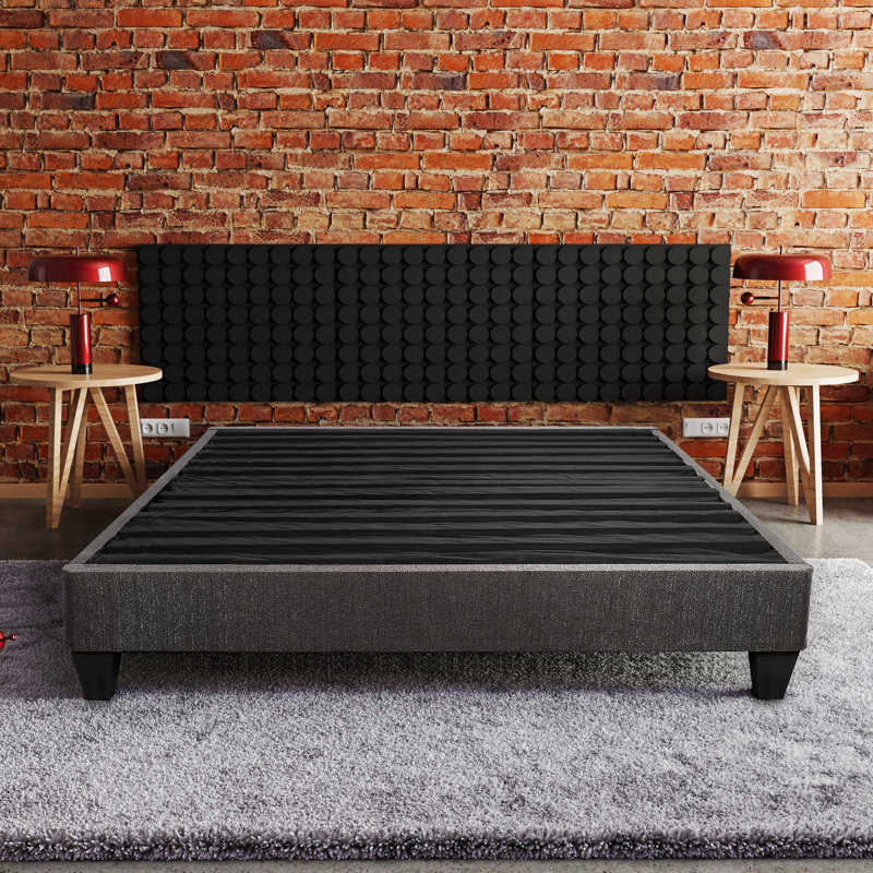 Dark Gray Upholstered Twin Xl Platform Bed: 14 In. High, Bedroom Decor Platform, Gray, Centerpiece
