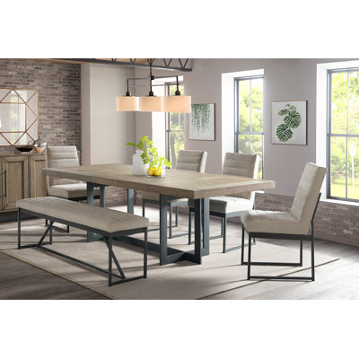 Marilou Extendable Oak Metal Base Dining Table